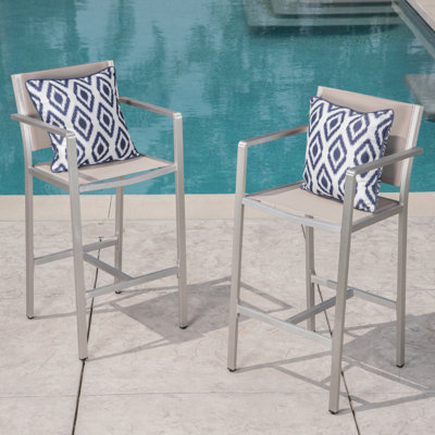 29.50" Patio Of 2, Grey Mesh, Silver Rust- Frame 2 Seating Group , 29.50", Rust Frame, Mesh