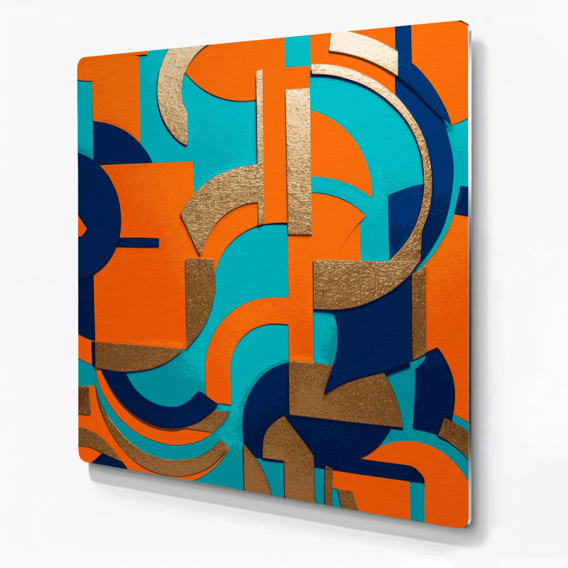 Abstrait, formes 49, art mural en métal brun, H 12 po x l 12 po