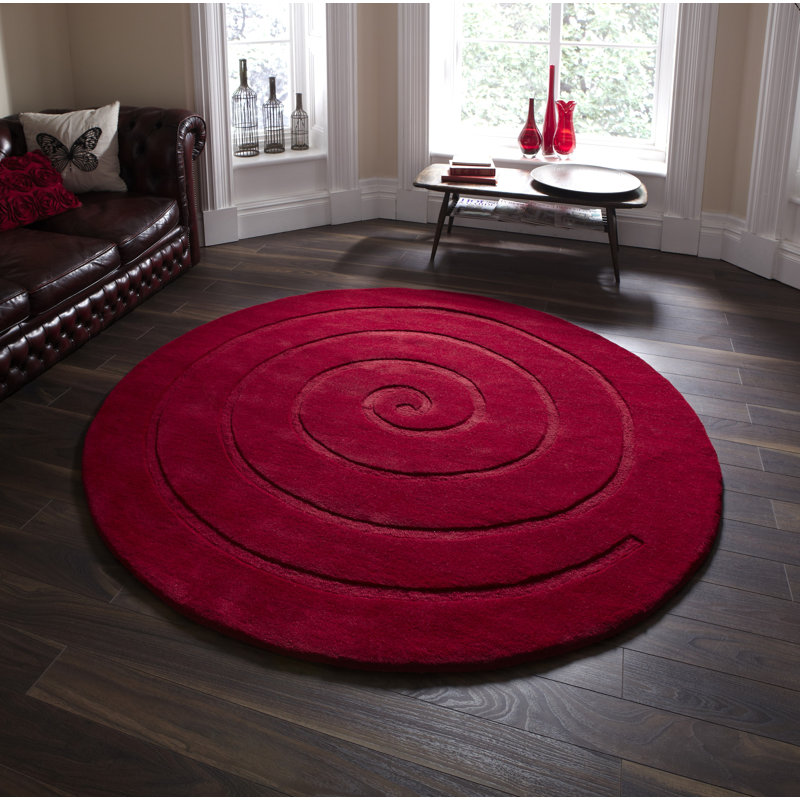 Spiral area rug Hand Tufted Circle Red, Round 180cm