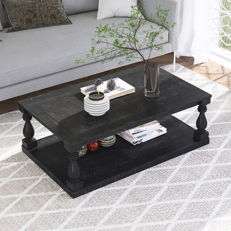 Table basse 45,2 "avec tablette, Noir