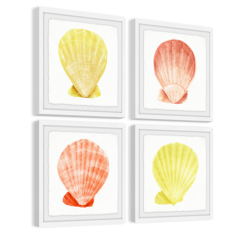 Sea Shells Wonder - ensemble de 4 reproductions de cadres photo, H 32 po x l 32 po x P 1,5 po