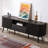 Damien 70" Mid-Century Fluted Black TV Stand for TVs up to 75", Wood Entertainment Center Media Console with Soft-Close Doors & Drawer-727417951