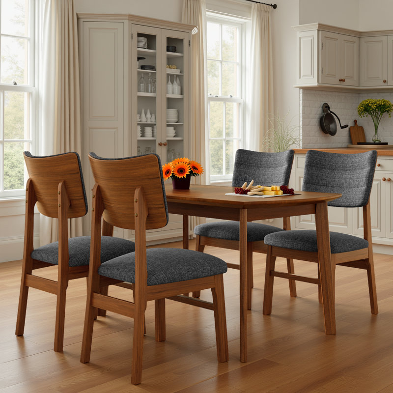 Ensemble de salle à manger 5 pièces de style Mid-Century moderne - table compacte et 4 chaises rembourrées?