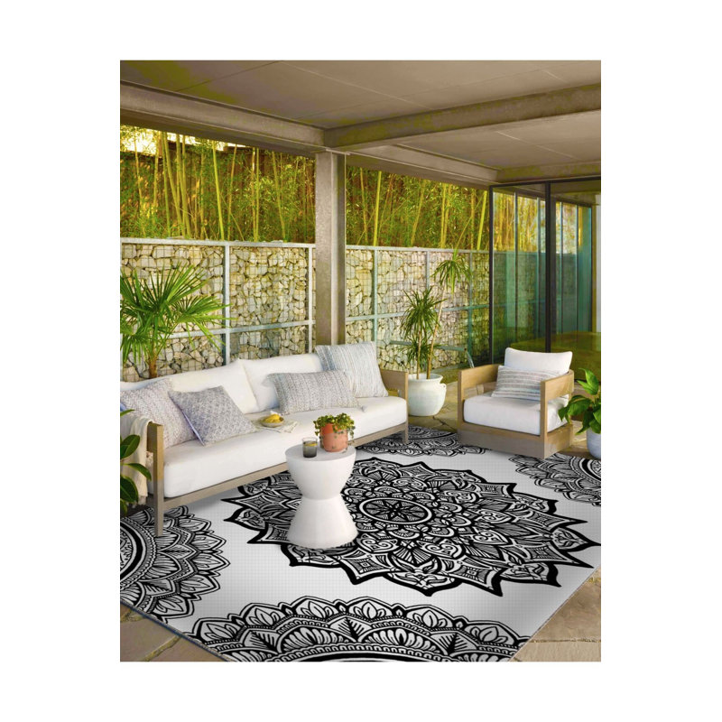 Tapis noir lavable à motif d'étoile tissé, Tapis de couloir 3 pi 3 po x 6 pi 7 po inclus