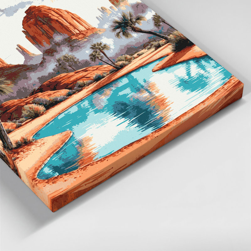 Art mural sur toile, "Oasis 102" de Southwestern, H 32 po x l 32 po