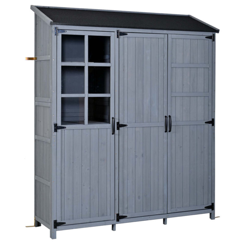 Grande remise de jardin 60,6 x 19,3 x 71,6 pouces avec toit imperméable, Noir/gris