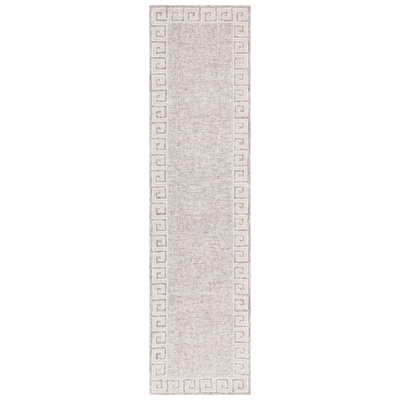 Khamryn Hand Tufted Wool Cotton Geometric Rug in Dark Gray/Ivory/Beige