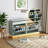 Modern White Gold Trim Shoe Bench with Flip Doors & Padded Seat, Entryway Hidden Shoe Storage Cabinet Bench-1075086931