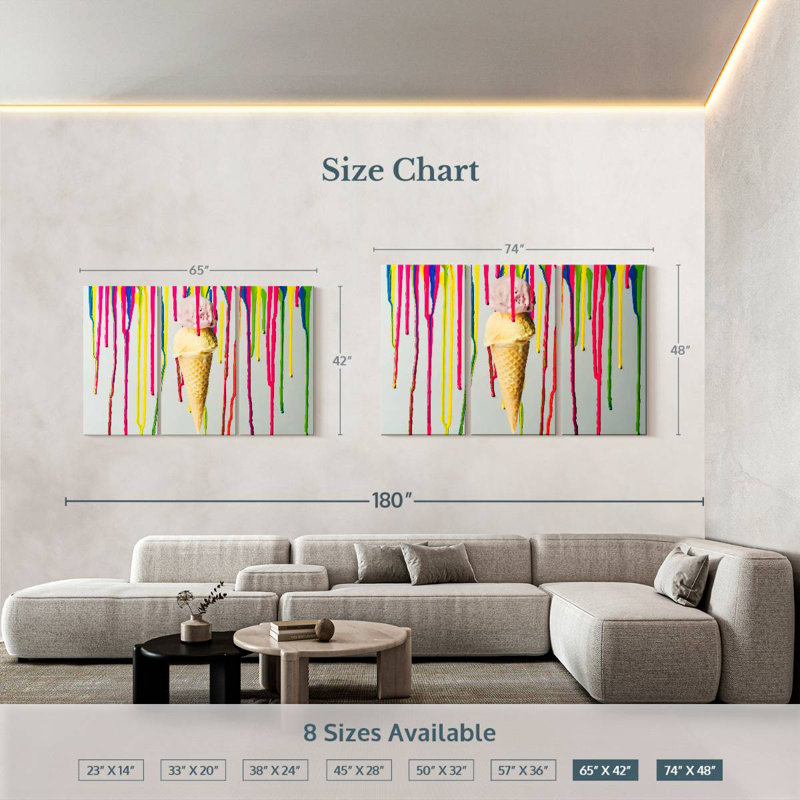 Yarlin Dripping Ice Cream, 42" H x 65" W
