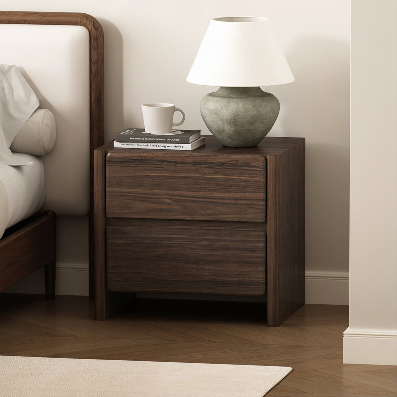 Linda 24" Nightstand In Walnut Brown (2-Drawer), Walnut Brown