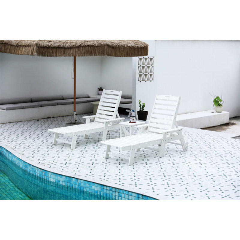 Chaise longue avec table d'appoint, Blanc