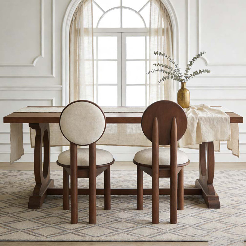 Chaise en polyester avec structure en bois, Beige, noyer