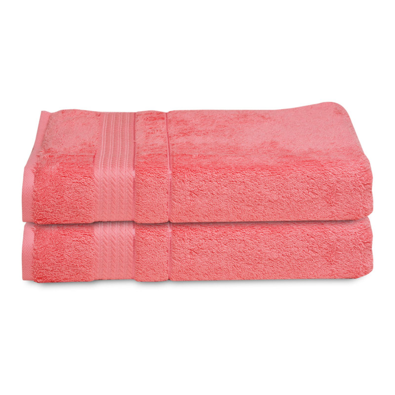 Turkish Cotton Hand Towels, Coral Pink