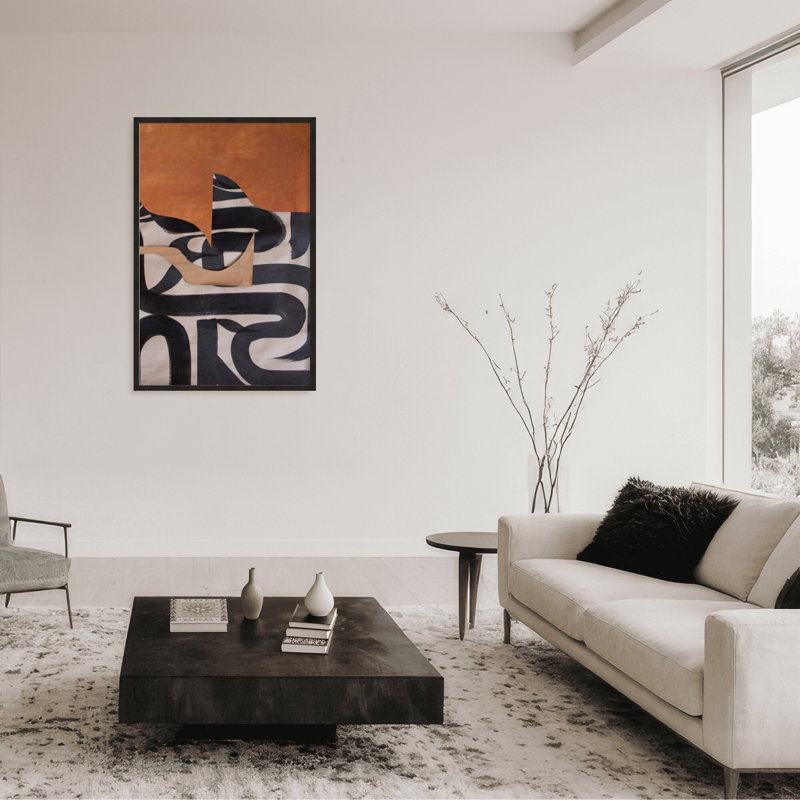 Gai: A Symphony Of Abstraction, 30" H x 24" W x 1.125" D, Black, Framed Matted Print