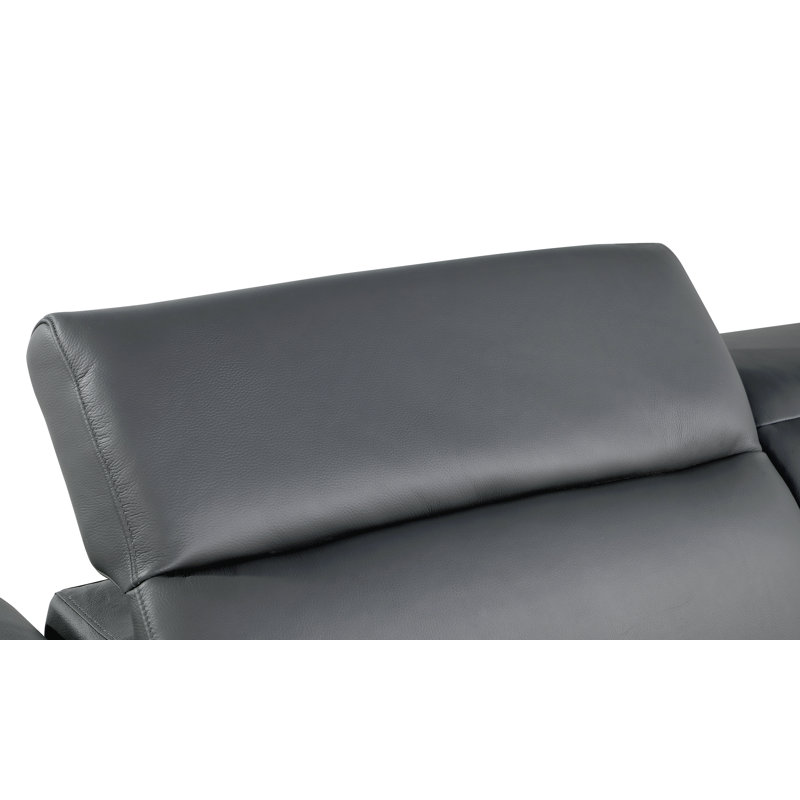 Doniece Top Grain Italian Leather Power Recliner, Dark Gray