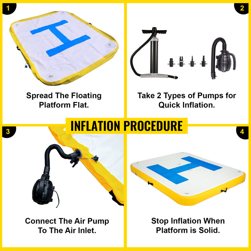 VEVOR 8 x 5 ft Inflatable Floating Dock with Electric Air Pump