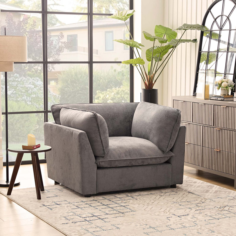 Fauteuil d'appoint rembourré de 44,49 po Heffernan, Chenille gris-bleu
