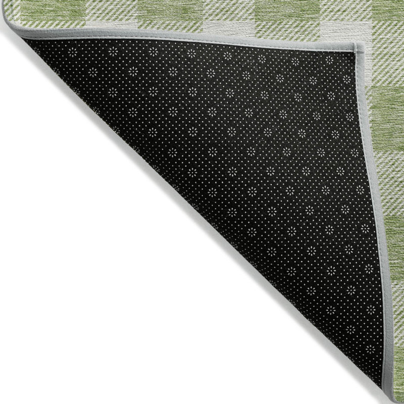 Tapis d'intérieur lavable à carreaux vert artichaut 5 pi x 8 pi