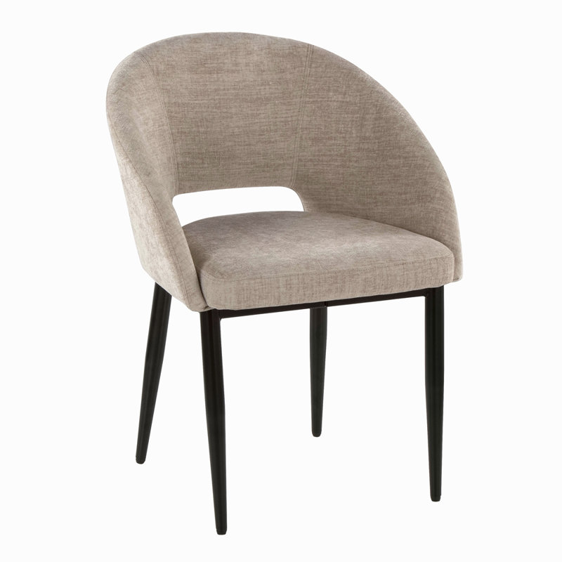 Chaise en métal noyer et tissu écru, Brun