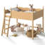 Lit mezzanine double peu encombrant, rangement en bois aggloméré moderne pour la maison