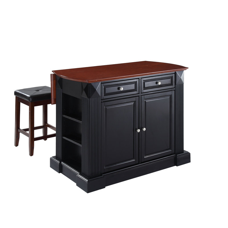 Diamondback Wood Kitchen Island, Black
