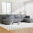6 Seater With Movable , Breathable Material, Arm Pockets, For Living Room, Comfortable Cushions, Construction 141.5'' Large U - Shaped Couch Side Skin Fabric, Apartment, Office,-753197983