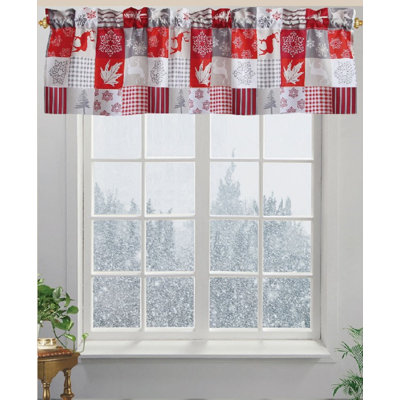 Cantonnière Patchwork 58 po en blanc / rouge / gris