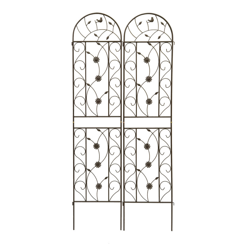 Paquet de 4 treillis de jardin en métal, support antirouille de 86,7 po x 19,7 po pour plantes grimpantes et fleurs d'extérieur, brun