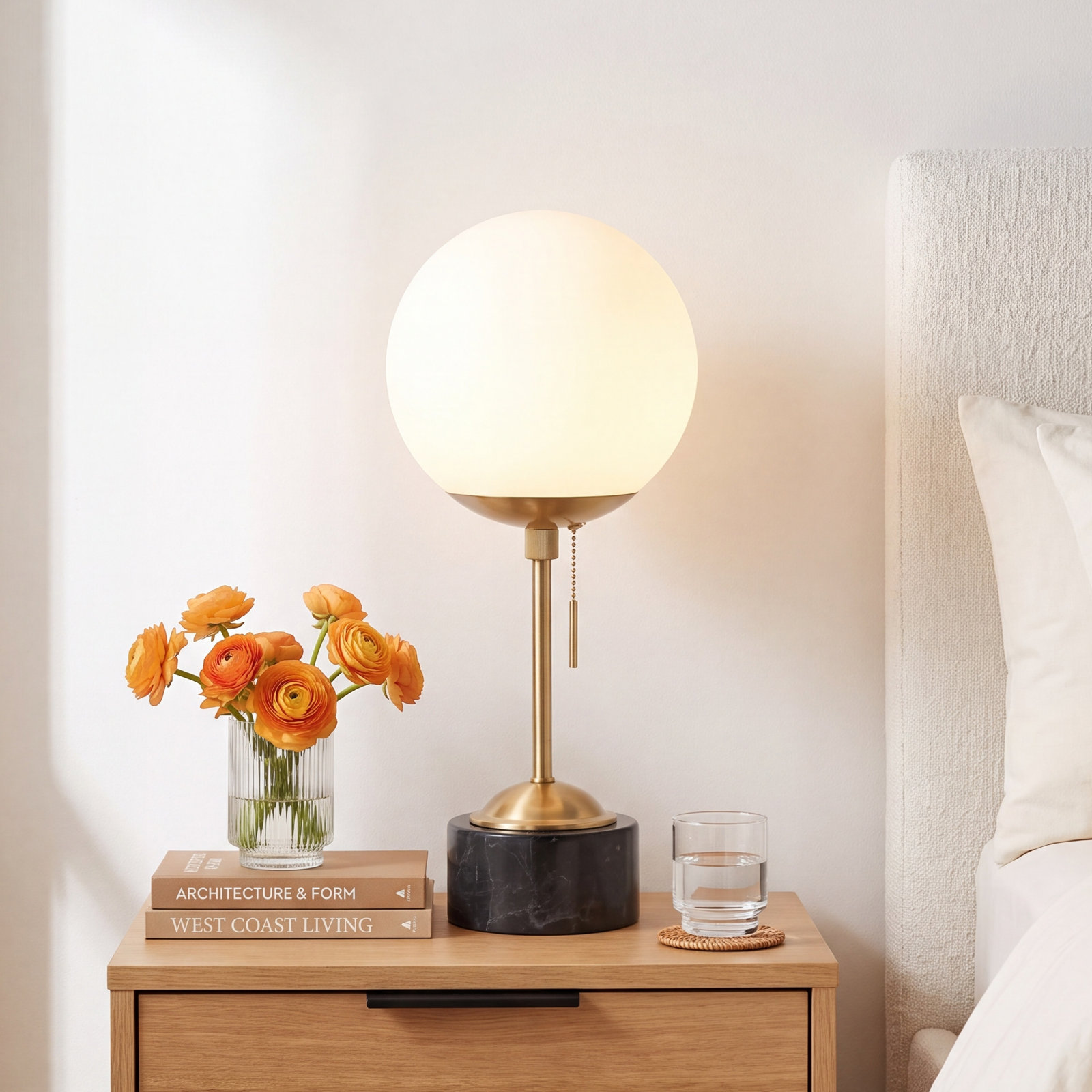 Tariq Marble Table Lamp, Black Brass