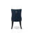 5 Piece Dining Table Set Contains a 48" Round Table with Pedestal and 4 Navy Blue Polyester Fabric Upholstered Chairs, Sand Blasted Black-1200059040