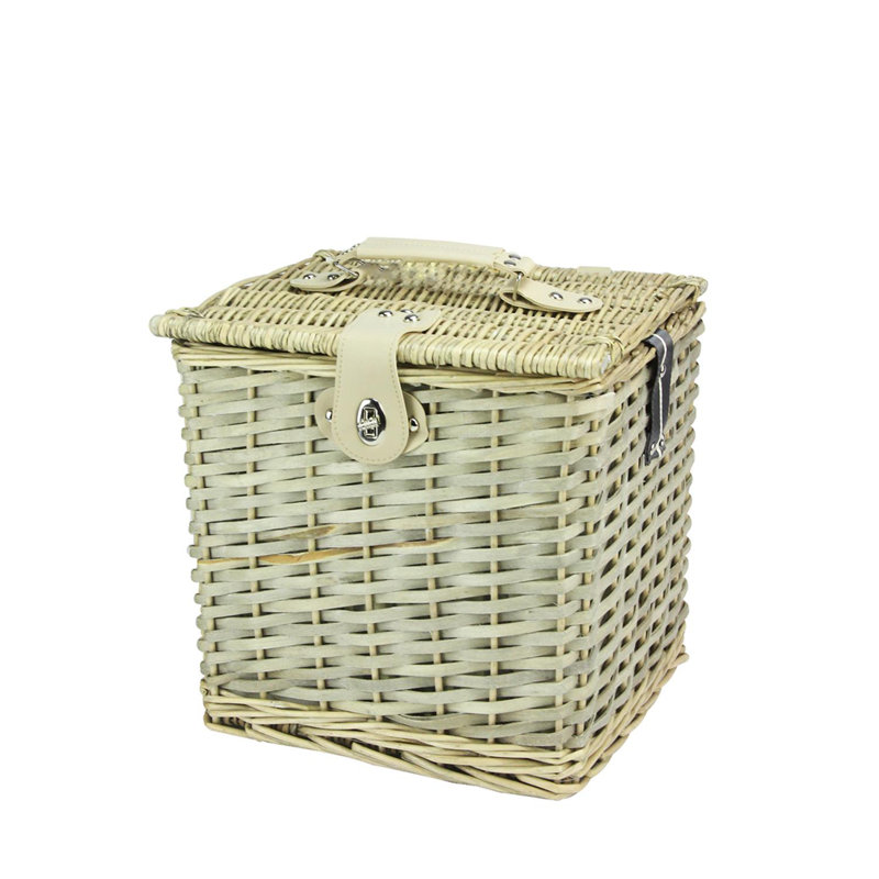 Ensemble de panier de pique-nique rayé 11,75 po tissé à la main pour 2 personnes avec accessoires