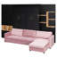 Grand lit escamotable avec grand canapé, tablettes et armoires de rangement, double éclairage, lit mural moderne, canapé noir et rose-524298690