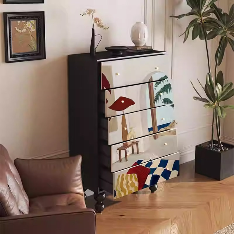 Storage Cabinet with Walnut Wood Frame