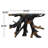 Rocton Black Teak Wood Live Edge Tree Stump Console Table with Clear Glass Top 49" x 16" x 32"