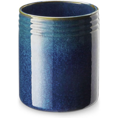  6.2" Starry Blue Ceramic Utensil Holder - Farmhouse Style With Cork Base