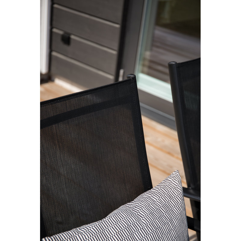 Hiran Stacking Patio Dining Armchair with Cushion, Black