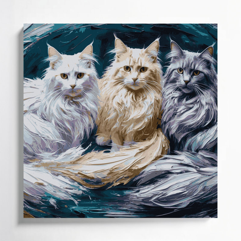 «Cats Cymric Gray», art mural sur toile, H 16 po x l 16 po
