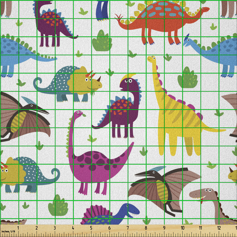 Dazay Funny Dinosaurs and Dragons Multi-Purpose Fabric