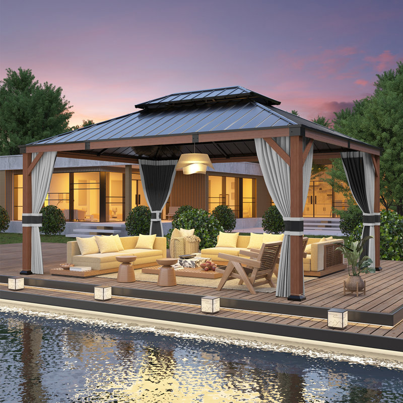 Pavillon de jardin en aluminium, H 121 po x l 195,6 po x P 147 po