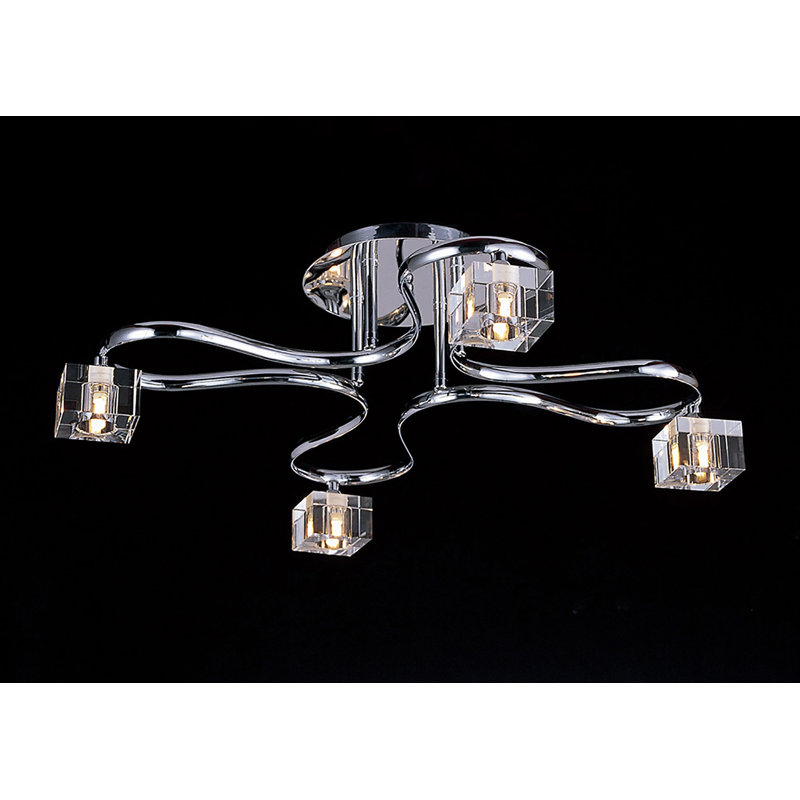 Acklin Glass Semi Flush Mount, 4 Light