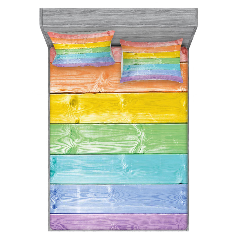 Microfiber Striped Sheet Set, Full Sheet Set + Fitted Sheet + 2 Pillowcases