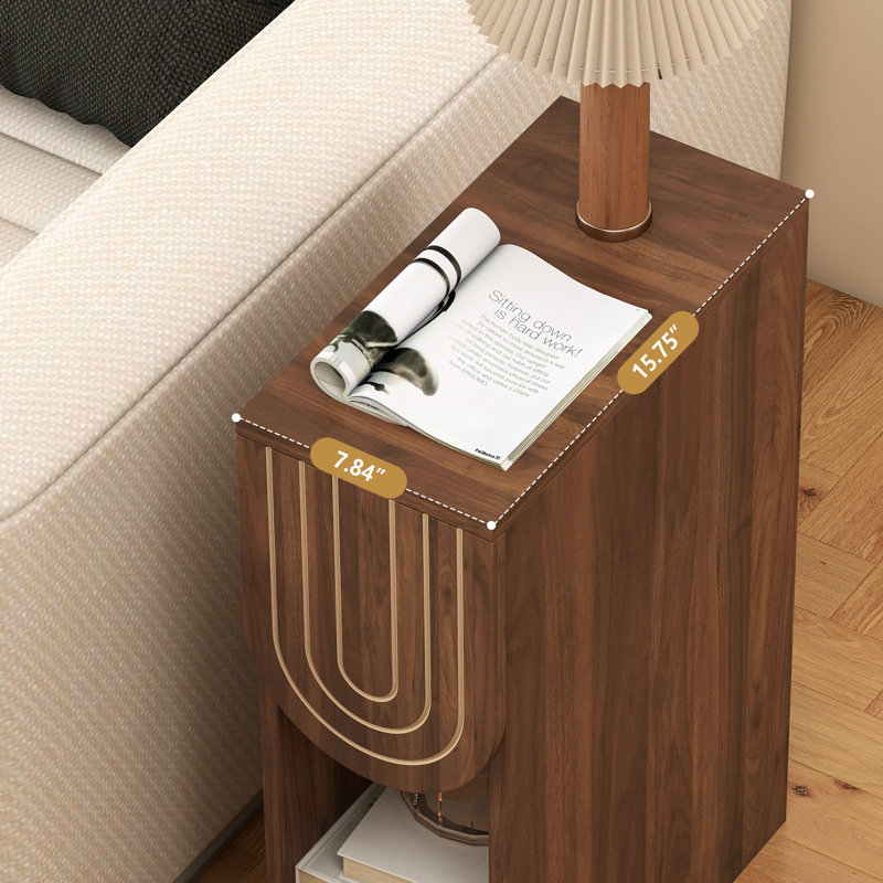 End Table With Storage, Walnut