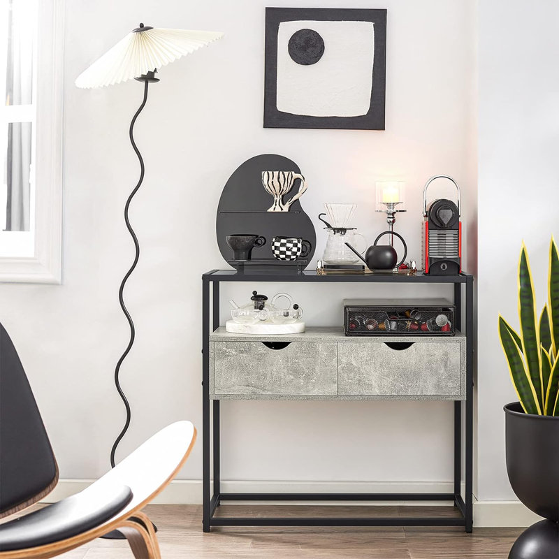 Gitano 81cm Glass Top Console Table, Light Gray