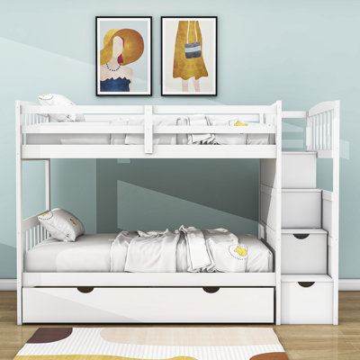 Harriet Bee Emmersyn Kids Twin Over Full/Twin 3 Drawers Wood Bunk Bed ...