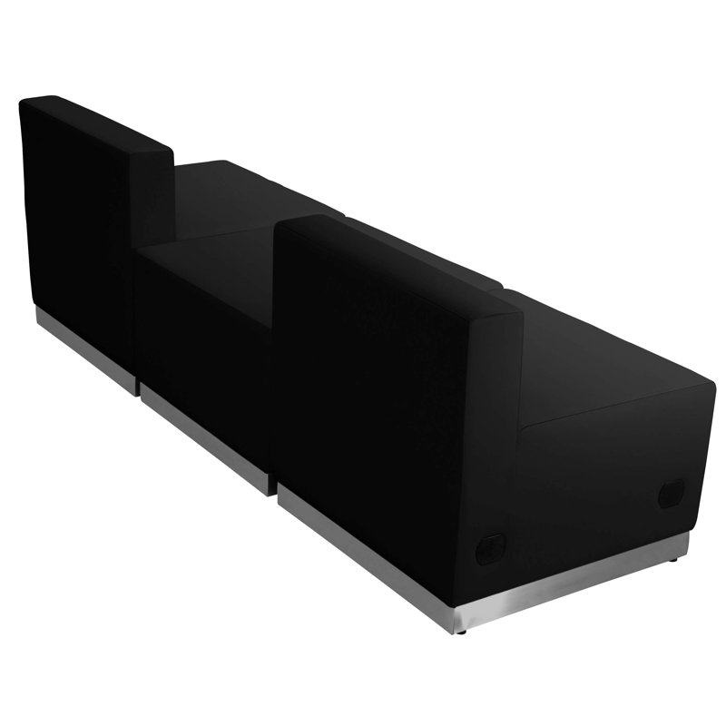 Hercules Alon 3 PC LeatherSoft Modular Reception Configuration w/Taut Back &Seat, Black