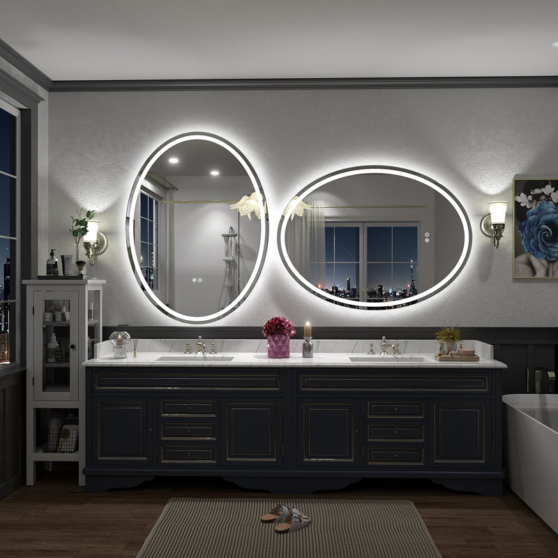Miroir ovale en verre trempé anti-buée Aevar, 40 po x 30 po