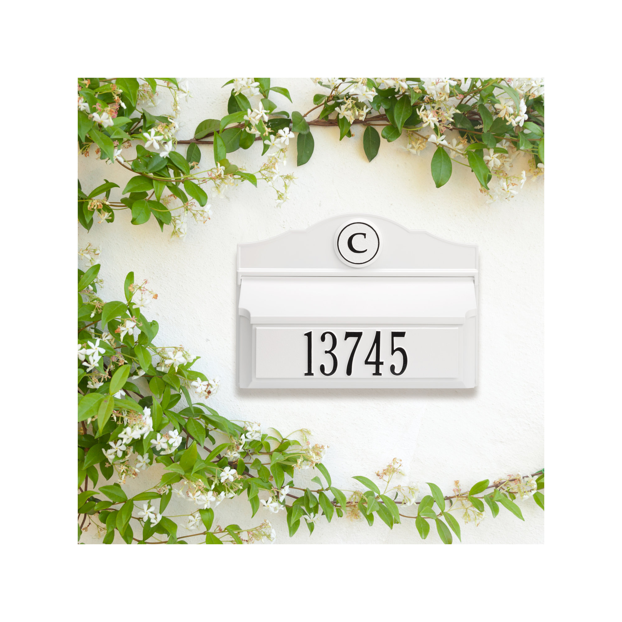 Wall Mounted Mailbox, White/Black, Yes