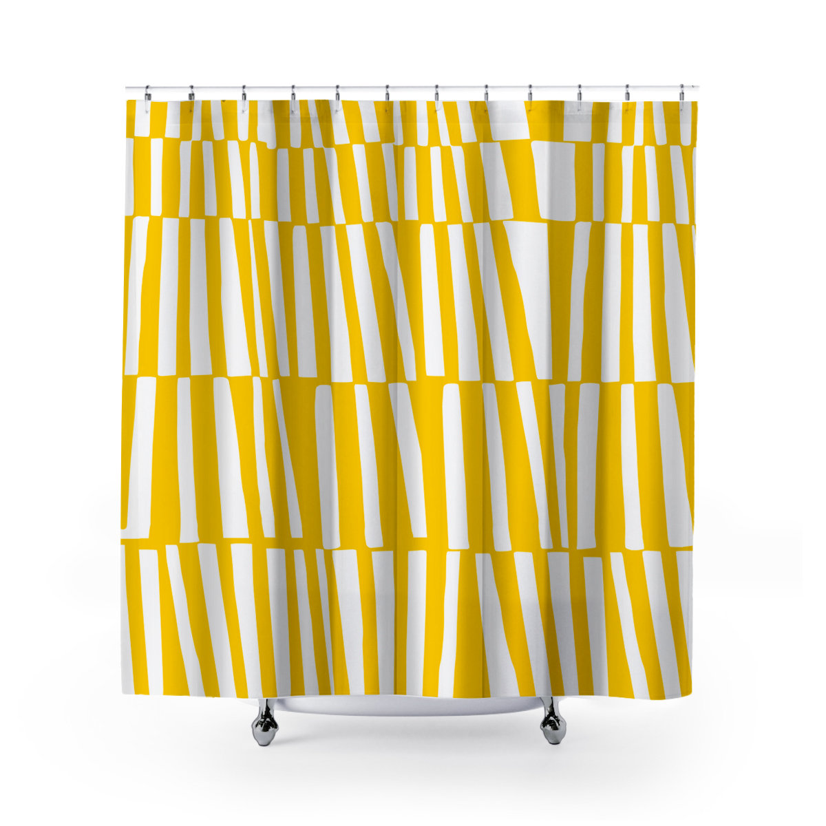 Thora Abstract Mid-Century Shower Curtain, Bright Yellow
