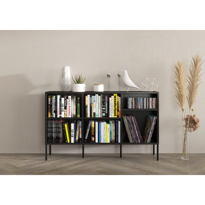 Caola 80cm H x 130cm W Library Bookcase Bookcase, Black