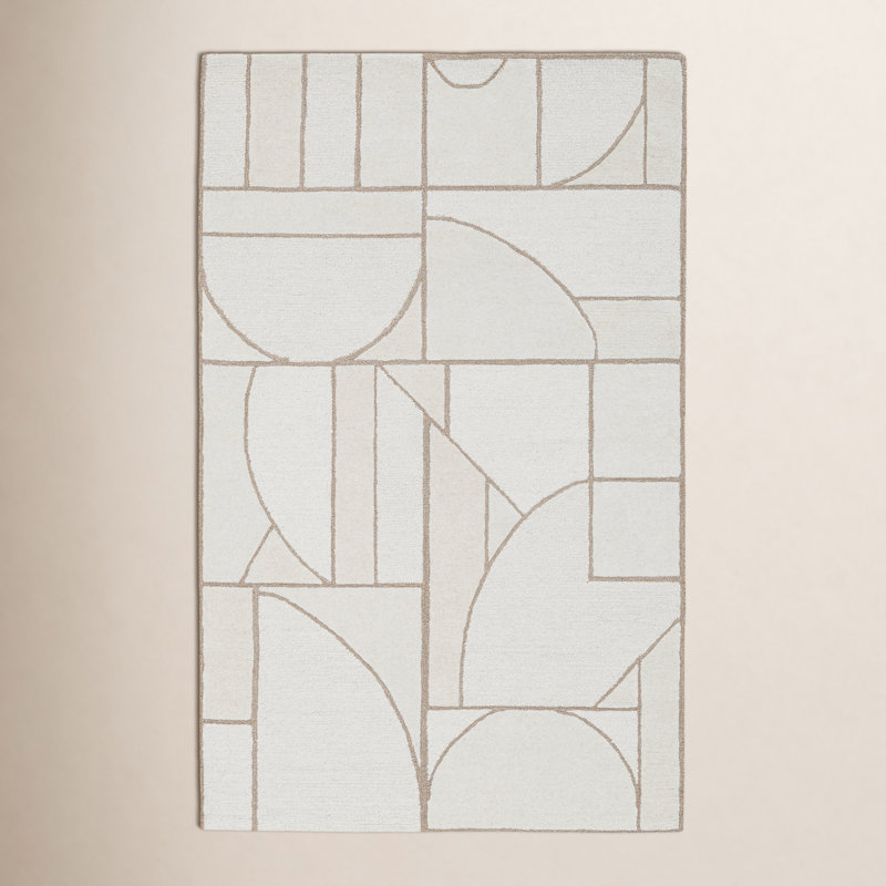 Helaine Hand Tufted Wool Abstract Indoor Rug, Rectangle 5' x 8'